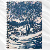 Vintage Kerst, Winter Sneeuw Berglandschap Notitieboek