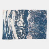 Vintage Kerst, Winter Sneeuw Berglandschap Theedoek (Horizontaal)