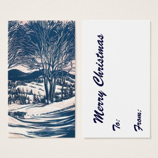 Vintage Kerst, Winter Sneeuw Berglandschap Visitekaartjes (Voorkant /achterkant)