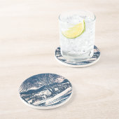 Vintage Kerst, Winter Sneeuw Berglandschap Zandsteen Onderzetter (Zijkant)