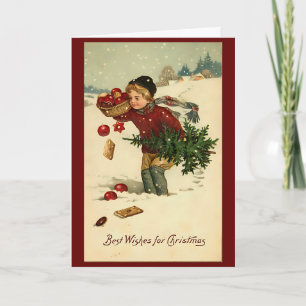 Vintage Kerst Winter Sneeuw Retro Kaart