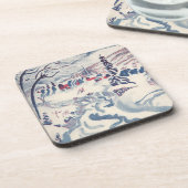 Vintage Kerst, Winter Village Sneeuwlandschap Snee Drankjes Onderzetter (Linkerzijde)