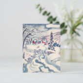 Vintage Kerst, Winter Village Sneeuwlandschap Snee Feestdagenkaart (Staand voorkant)