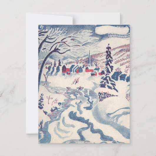 Vintage Kerst, Winter Village Sneeuwlandschap Snee Feestdagenkaart (Voorkant)