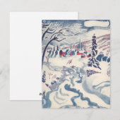 Vintage Kerst, Winter Village Sneeuwlandschap Snee Feestdagenkaart (Voorkant / Achterkant)