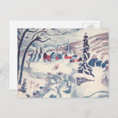 Vintage Kerst, Winter Village Sneeuwlandschap Snee Feestdagenkaart (Voorkant / Achterkant)