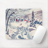 Vintage Kerst, Winter Village Sneeuwlandschap Snee Muismat (Met muis)