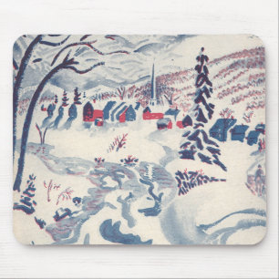 Vintage Kerst, Winter Village Sneeuwlandschap Snee Muismat