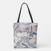 Vintage Kerst, Winter Village Sneeuwlandschap Snee Tote Bag (Achterkant)