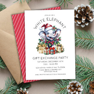 Vintage Kerst Witte Olifant Gift Exchange Kaart