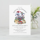 Vintage Kerst Witte Olifant Gift Exchange Kaart (Staand voorkant)