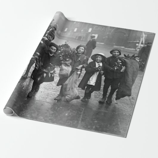 Vintage Kerst Wrapping Papier MISTLETOE (Uitgerold)