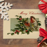 Vintage Kerst Zangvogels en Holly Briefkaart<br><div class="desc">Heerlijk nostalgisch afbeelding van twee zangvogels neergestreken op een tak van hulst van Victoriaans wenskaart hersteld tot originele levendigheid. Bijpassend wenskaart,  adresetiketten,  cadeaubonnen en verzendkosten beschikbaar.</div>