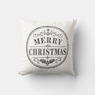 vintage kerst zwart en wit kussen