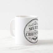 vintage kerst zwart en wit mok (Voorkant links)
