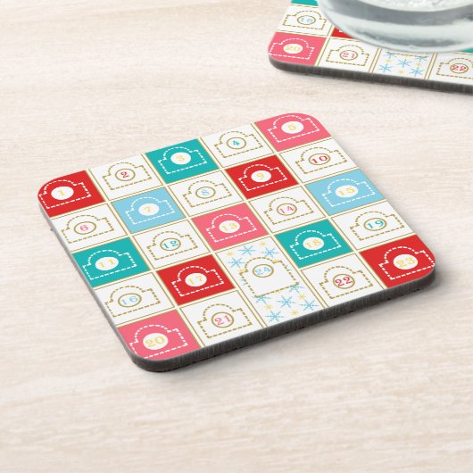 Vintage-kerstadvent-agenda Bier Onderzetter (Linkerzijde)