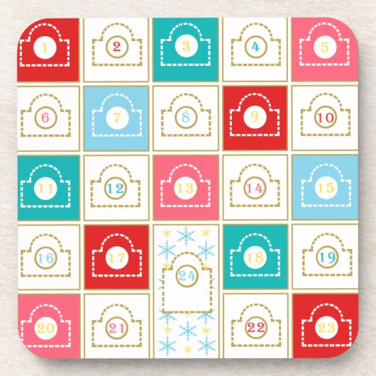 Vintage-kerstadvent-agenda Bier Onderzetter (Voorkant)