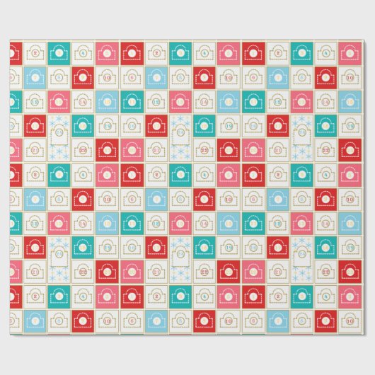 Vintage-kerstadvent-agenda Cadeaupapier (Vlak)