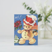 Vintage-kerstAfbeelding Snowman Briefkaart (Staand voorkant)