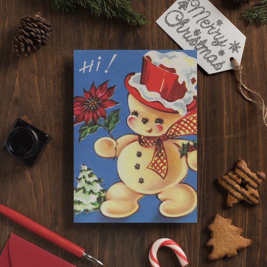 Vintage-kerstAfbeelding Snowman Briefkaart
