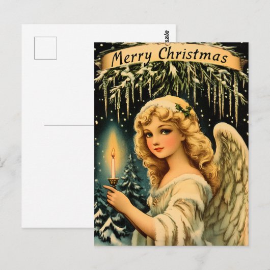 Vintage KerstAngel Briefkaart (Voorkant / Achterkant)