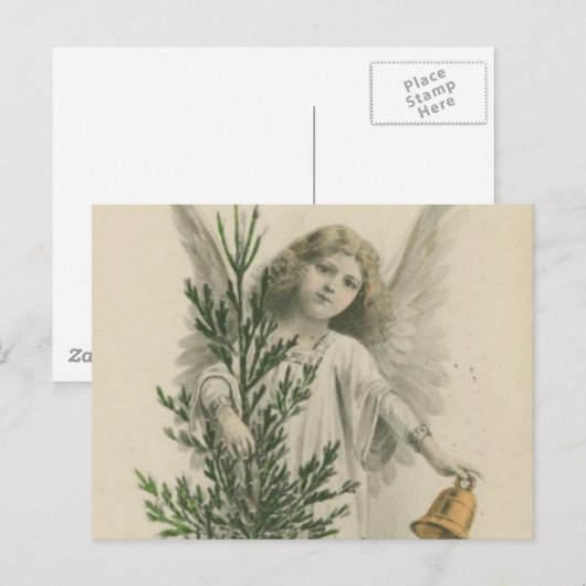 Vintage KerstAngel Feestdagenkaart (Voorkant / Achterkant)