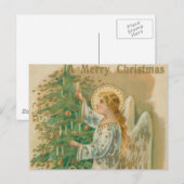 Vintage KerstAngel Feestdagenkaart (Voorkant / Achterkant)