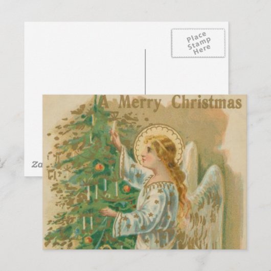 Vintage KerstAngel Feestdagenkaart (Voorkant / Achterkant)