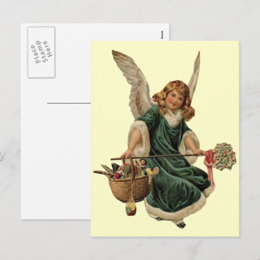 Vintage KerstAngel Feestdagenkaart (Voorkant / Achterkant)