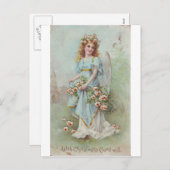 Vintage KerstAngel Feestdagenkaart (Voorkant / Achterkant)