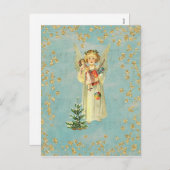 Vintage KerstAngel Feestdagenkaart (Voorkant / Achterkant)