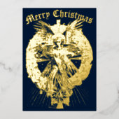 Vintage KerstAngel Folie Feestdagenkaart (Voorkant)