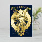 Vintage KerstAngel Folie Feestdagenkaart (Staand Voorkant)