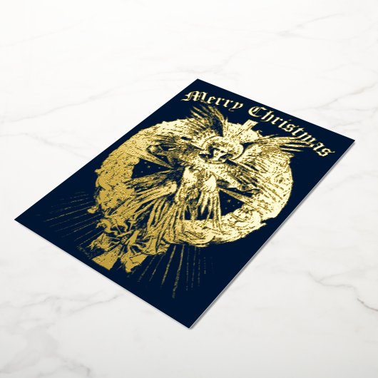 Vintage KerstAngel Folie Feestdagenkaart (Gedraaid)