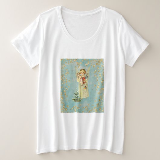Vintage KerstAngel Grote Maat T-shirt (Design voorkant)