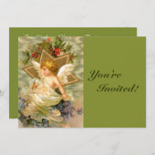 Vintage KerstAngel Kaart (Voorkant / Achterkant)