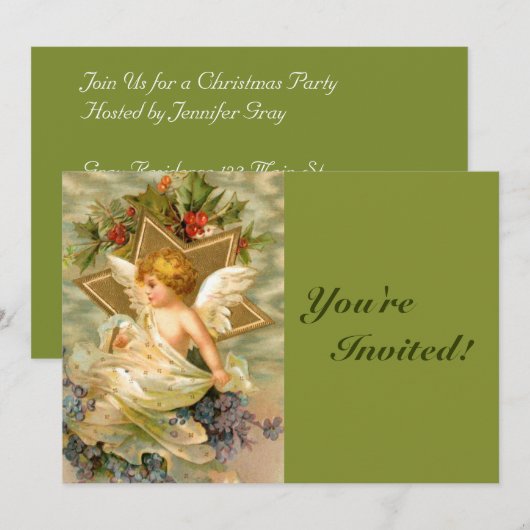 Vintage KerstAngel Kaart (Voorkant / Achterkant)