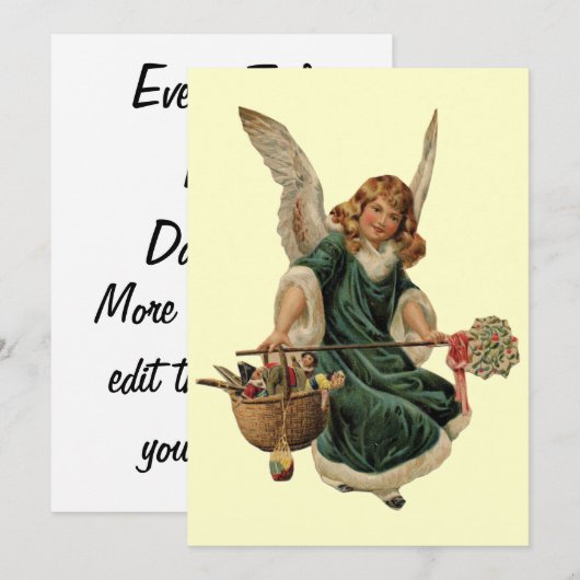 Vintage KerstAngel Kaart (Voorkant / Achterkant)