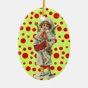 Vintage KerstAngel Keramisch Ornament