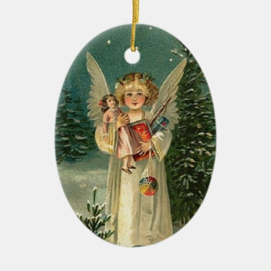 Vintage KerstAngel Keramisch Ornament (Voorkant)