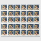 Vintage Kerstangel Kind en Snowflakes Cadeaupapier (Vlak)