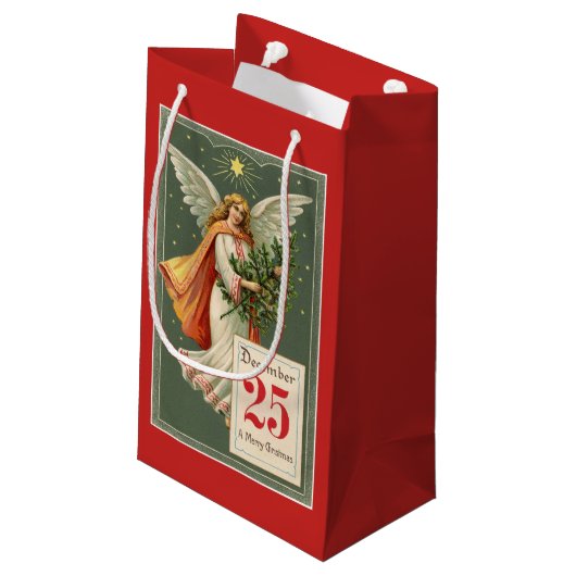 Vintage KerstAngel Klein Cadeauzakje (Achterkant Gekanteld)