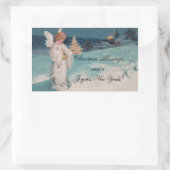 Vintage KerstAngel Rechthoekige Sticker (Tas)