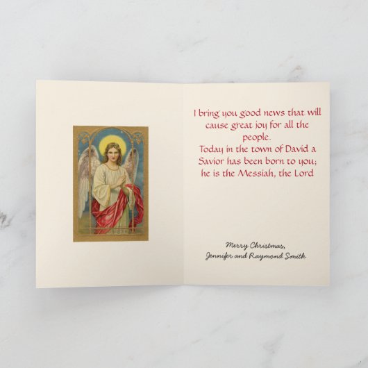 Vintage-kerstangel-Wenskaart Feestdagen Kaart (Binnen)