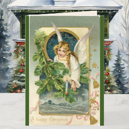 Vintage-kerstangel-Wenskaart Feestdagen Kaart