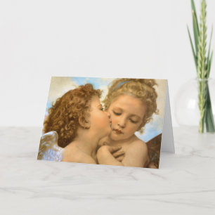 Vintage Kerstangels, eerste kus van Bouguereau Feestdagen Kaart