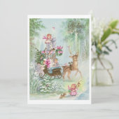 Vintage kerstangels in Sleigh Feestdagenkaart (Staand voorkant)