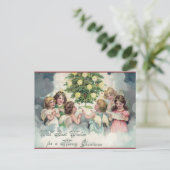 Vintage kerstangels rond een boom briefkaart (Staand voorkant)