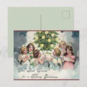 Vintage kerstangels rond een boom briefkaart (Voorkant / Achterkant)