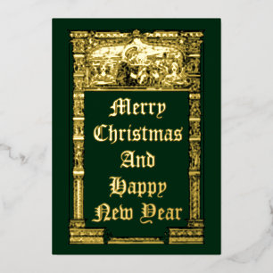 Vintage-kerstanie met Madonna en kind Folie Feestdagenkaart